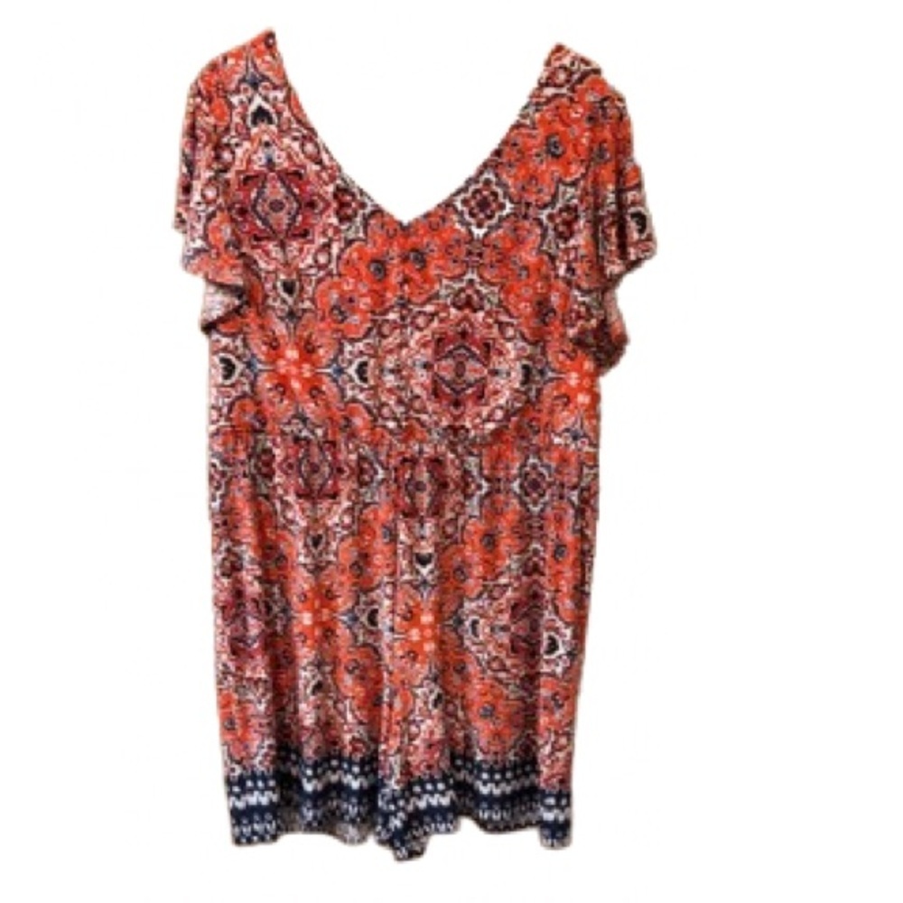 Floral Red and Blue Women's Romper 18/20W